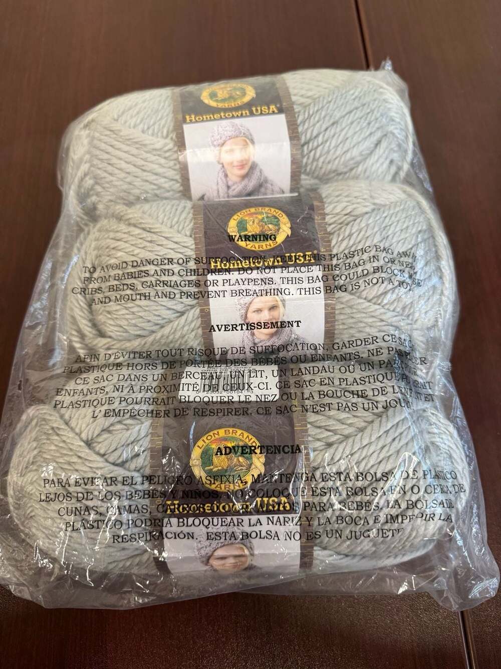 New 3 skeins of Lion Brand Hometown USA Yarn - Dallas Grey